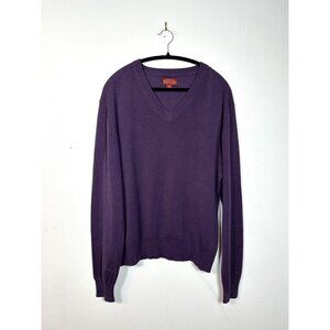 Vintage Haband Lions Den Sweater Large Mens Purple V-Neck Pullover 70L Acrylic